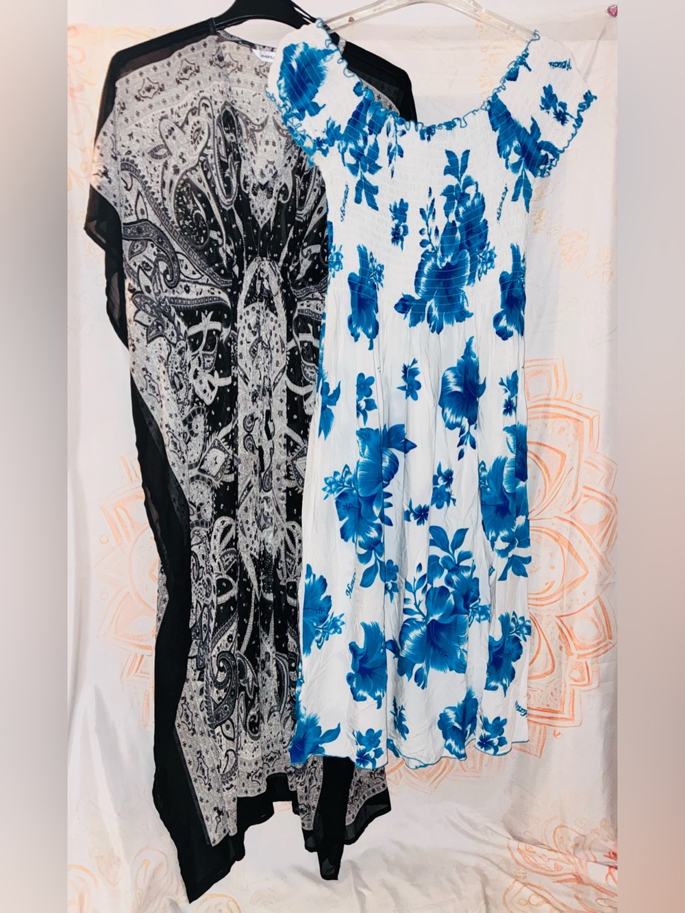 Hawaiian Fashion’s White & Blue Dress/Coverup & Black & White Design Coverup